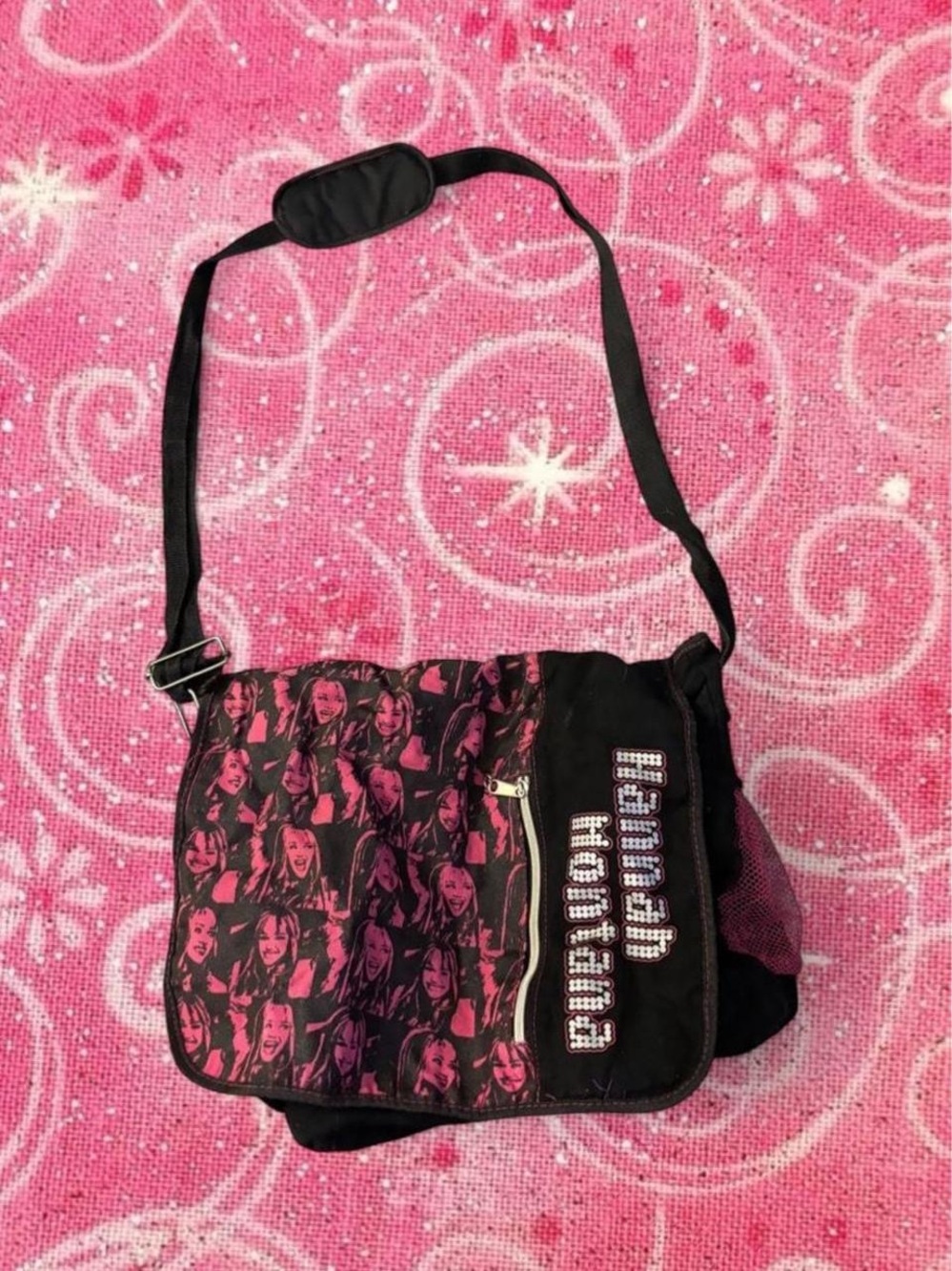 Disney Black & Pink Graphic Messenger Bag